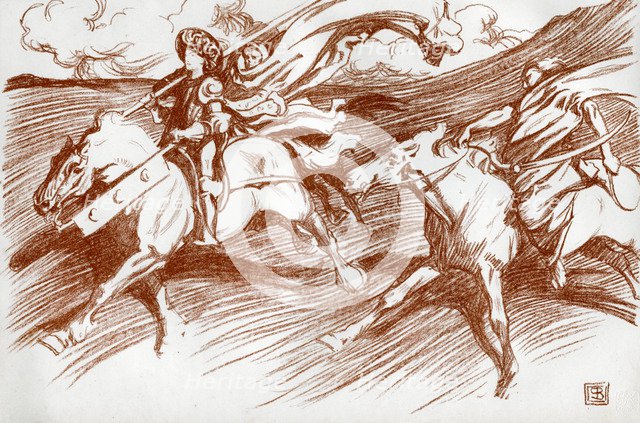 'The Knight and his Companions', 1898.Artist: Byam Shaw