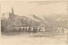 Bridge with Mountains in the Distance (Ventimiglia), 1884/1885. Creator: Edward Lear.