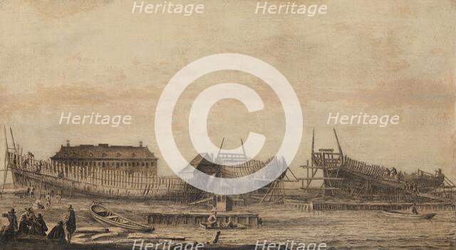 The Shipyard of the Amsterdam Admiralty, 1655-1660. Creator: Ludolf Bakhuizen.