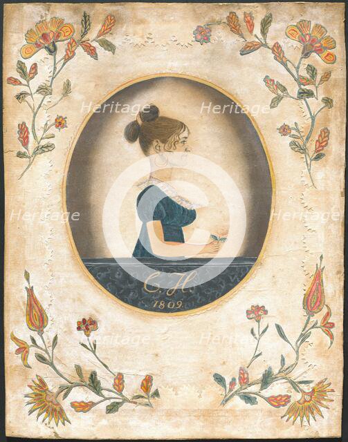 Woman Holding a Rose, 1809. Creator: Unknown.