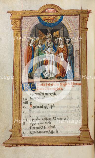 Printed Book of Hours (Use of Rome): fol. 7v, June calendar illustration, 1510. Creator: Guillaume Le Rouge (French, Paris, active 1493-1517).