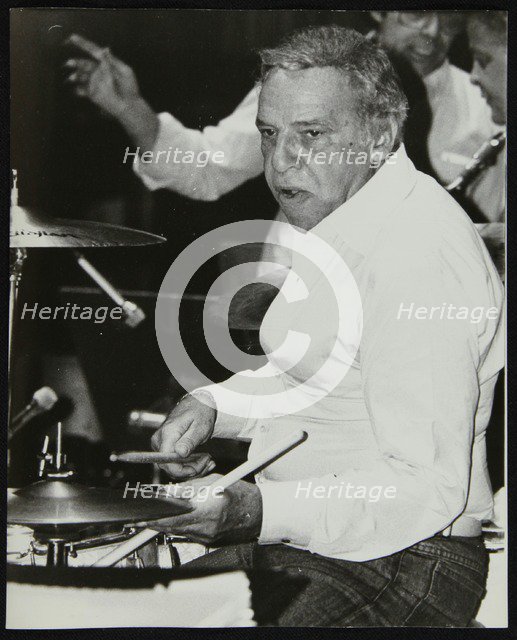 Buddy Rich playing the drums at the Royal Festival Hall, London,  June 1985. Artist: Denis Williams