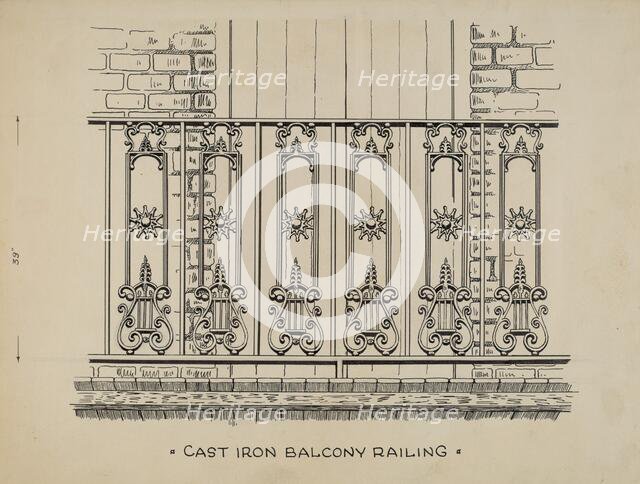Cast Iron Balcony Railing, c. 1936. Creator: Ray Price.
