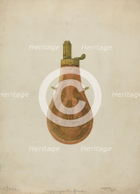 Powder Flask, 1941. Creator: T. Joyce.