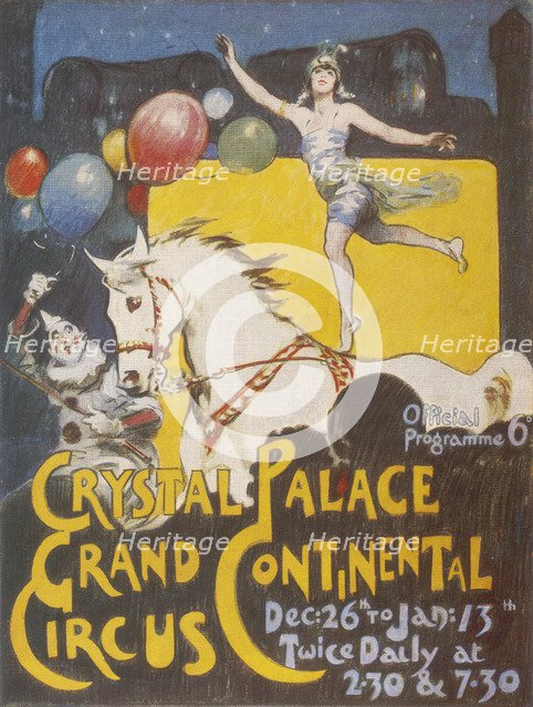 Advertisement for the Grand Continental Circus at Crystal Palace, London, (c1920s?). Artist: Unknown