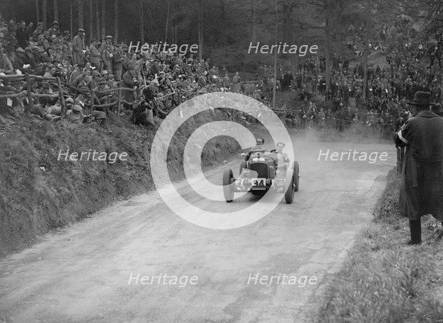 Vauxhall 30/98 competing in the Shelsley Walsh Amateur Hillclimb, Worcestershire, 1929. Artist: Bill Brunell.