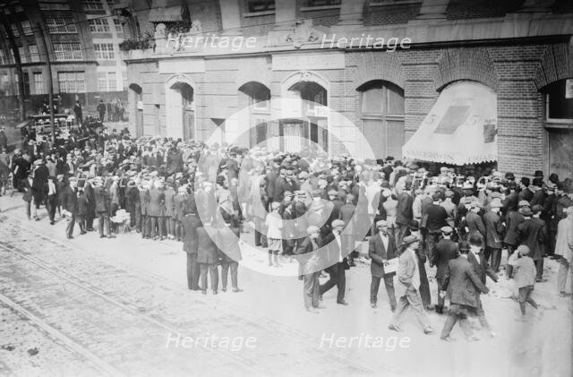 Crowd outside Shibe Park - 9 am. World's Series Phila., 1911. Creator: Bain News Service.