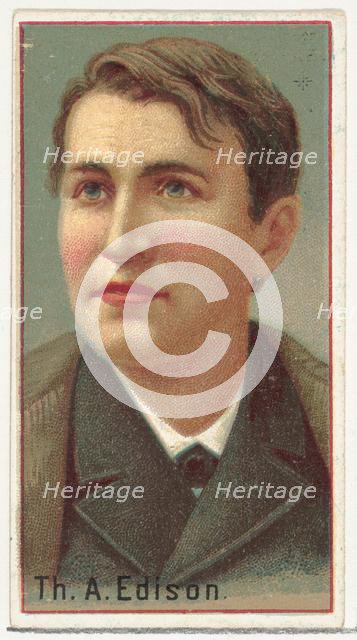Thomas A. Edison, printer's sample for the World's Inventors souvenir album (A25) for Alle..., 1888. Creator: Allen & Ginter.