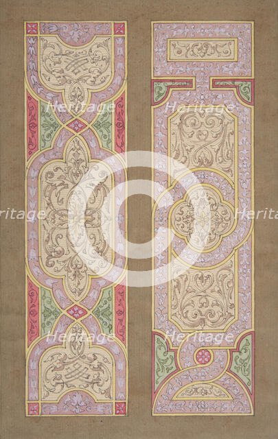 Designs for two panels painted in rinceaux, 1830-97. Creators: Jules-Edmond-Charles Lachaise, Eugène-Pierre Gourdet.