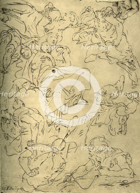 'Studies for a Madonna with child and angels', mid 18th century, (1928). Artist: Giovanni Battista Tiepolo.