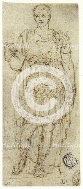 Statue of Augustus Caesar (recto and verso), n.d. (recto); Late 16th c.(verso). Creator: Unknown.