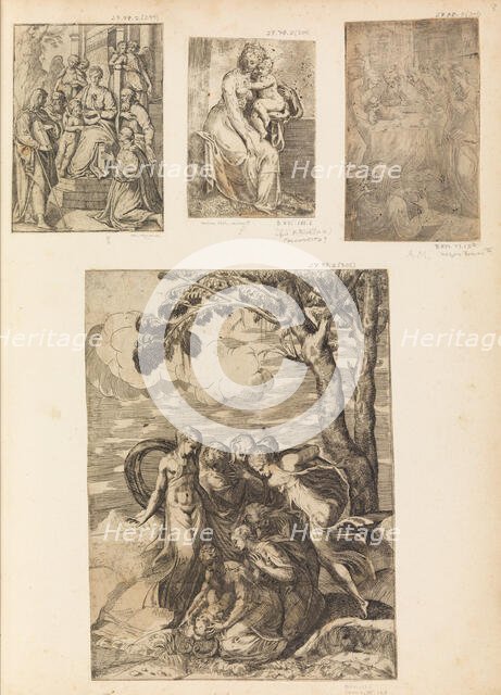 Virgin and Child, the Circumcision, Moses rescued from the Nile, ca. 1542-46. Creator: Andrea Schiavone.