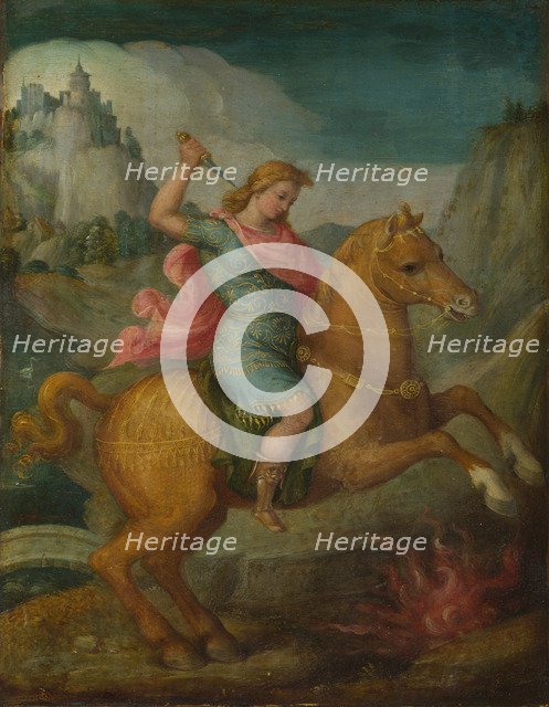 Marcus Curtius, c. 1525. Artist: Bacchiacca, Francesco (1494-1557)