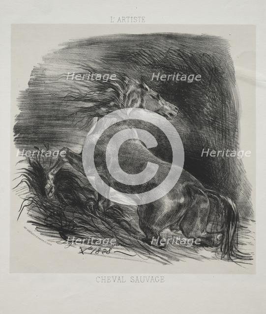 The Wild Horse, or Frightened Horse Leaving the Water, 1828. Creator: Eugène Delacroix (French, 1798-1863); L'Artiste.