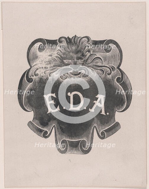 Counterproof of an impression from a name plate for Edward D. Adams, ca. 1892. Creator: Alphonse Legros.