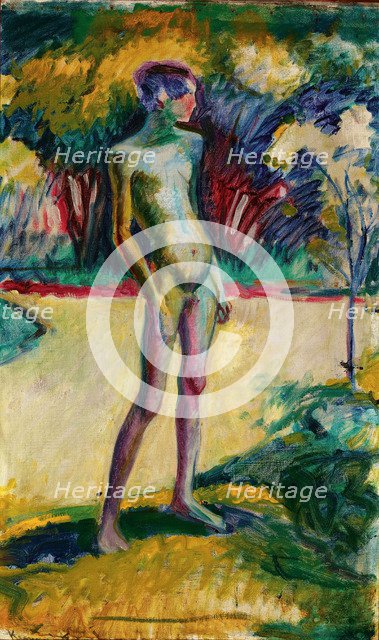 Nude Boy in the garden of Nyerges, c. 1909.