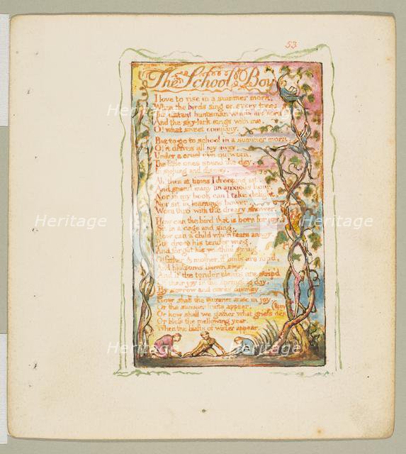 Songs of Innocence and of Experience: The School Boy, ca. 1825. Creator: William Blake.