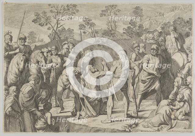 Saint Andrew kneeling in prayer as he is led to the cross, after Reni, 1650-80. Creator: Carlo Cesi.