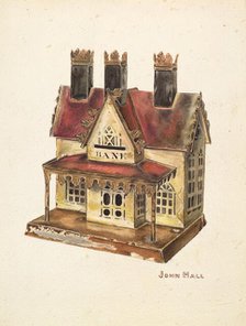 Painted Tin Toy Bank, c. 1940. Creator: John Hall.