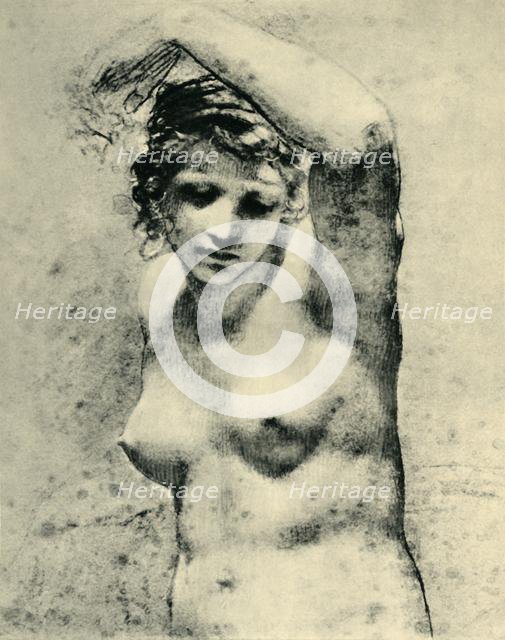 Female nude raising one arm, c1800, ('Marguerite'), (1943).  Creator: Pierre-Paul Prud'hon.
