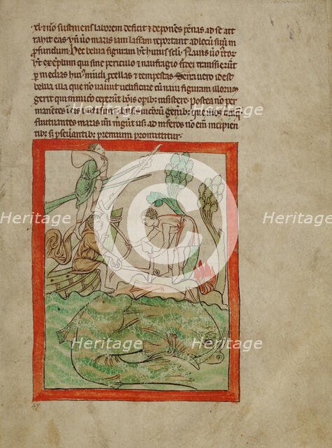 A Sea Creature; Northumberland Bestiary, about 1250-1260. Creator: Unknown.