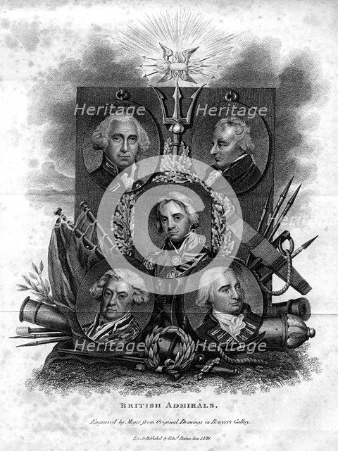 A seletion of British Admirals, 1816.Artist: Meyer