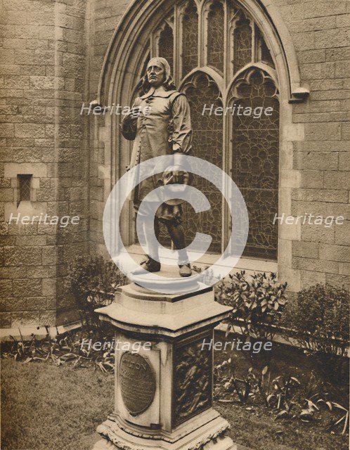 'Milton's Statue Outside His Own Burial-Place in the City', c1935. Creator: Unknown.