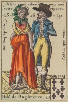 Hab.t de l'Angleterre from Playing Cards (for Quartets) 'Costumes des Peuples..., 1700-1799. Creator: Anon.
