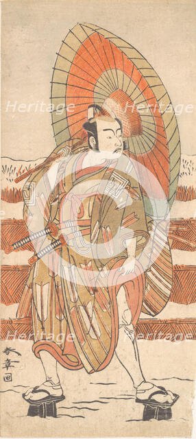 The Second Ichikawa Yaozo as a Samurai Standing in the Snow, probably 1774. Creator: Shunsho.