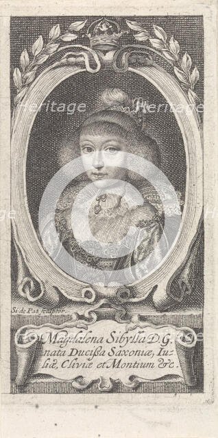Princess Magdalene Sibylle of Saxony (1617-1668), Duchess of Saxe-Altenburg, c. 1647-1648. Creator: Passe, Simon van de (um 1595-1647).