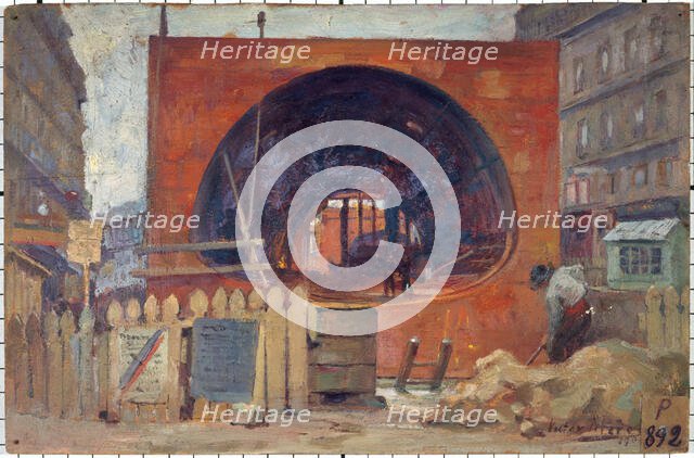 Metropolitan work in Place Saint-Michel in 1906. Creator: Victor Marec.