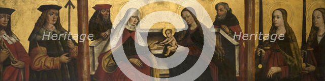 The Virgin Mary's family (St. Anna Samotrzec, Joachim, and Joseph) with St..., between 1500-1525. Creator: Unknown.