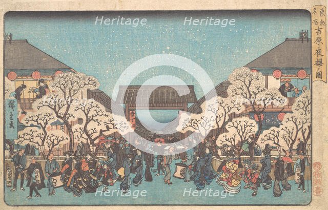 Yoshiwara Yo Zakura no Zu, ca. 1841., ca. 1841. Creator: Ando Hiroshige.