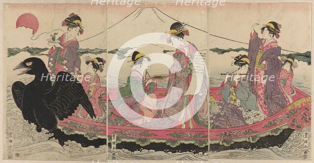 Women on a boat at New Year imitating the Seven Gods of Good Fortune, n.d. Creator: Utagawa Toyokuni I.