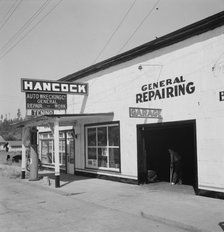 Facing main street, south end of town on U.S. 99, Tenino, Thurston County, Western Washington, 1939. Creator: Dorothea Lange.