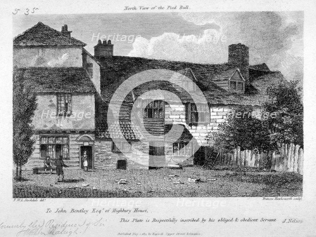 North view of the Old Pied Bull Inn, Essex Road, Islington, London, 1811. Artist: Francis Hawksworth