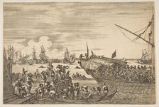 Departure of a galley at the Port of Livorno, from from 'Views of the port of Livorno' ..., 1654-55. Creator: Stefano della Bella.