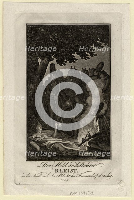 Poet Ewald von Kleist at the battle of Kunersdorf, on August 12, 1759, ca 1759. Artist: Chodowiecki, Daniel Nikolaus (1726-1801)