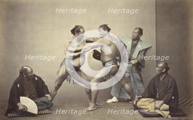 Representatives of Nio, the Japanese Hercules, 1866-1867. Creator: Felice Beato.