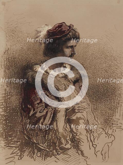 Half-length Male Figure in Sixteenth-century Costume, 1855-1867. Creator: Paul Gavarni.