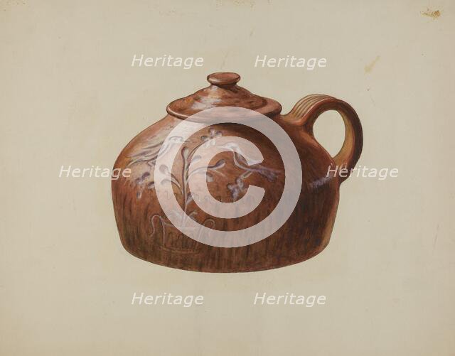 Pa. German Bean Pot with Lid, c. 1941. Creator: Henrietta S. Bukill.