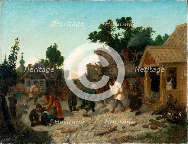 At the Tavern, 1886. Artist: Solomatkin, Leonid Ivanovich (1837-1883)