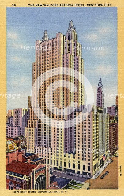 The New Waldorf Astoria Hotel, New York City, New York, USA, 1933. Artist: Unknown
