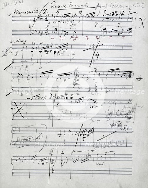 Elgar's sketch of his 'Pomp and Circumstance March no 1', 1901. Creator: Edward Elgar.