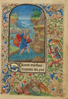 Saint Christopher; Prayer Book of Charles the Bold, 1469. Creator: Lieven van Lathem.