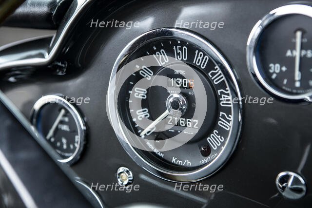 Speedometer of a 1961 Aston Martin DB4 GT previously owned by Donald Campbell. Creator: Unknown.