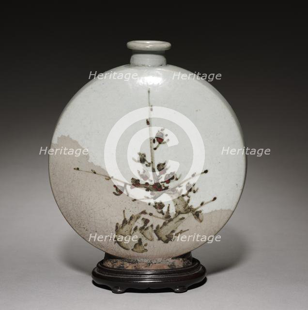 Wine Flask with Plum and Bamboo Design, 1600s. Creator: Unknown.