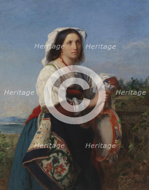 Italian Tambourine Player, 1864. Creator: Erik Johan Lofgren.