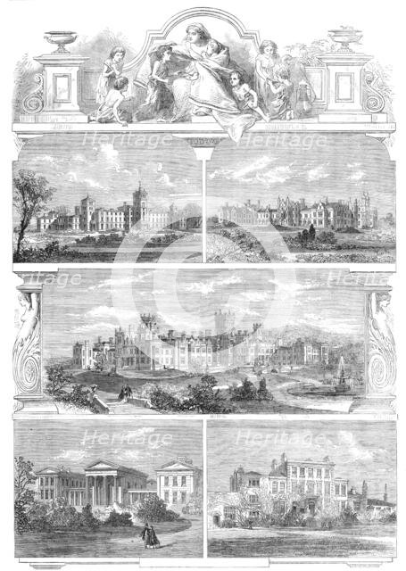 The Five Principal Institutions founded by the late Dr. Andrew Reed, 1862. Creator: Unknown.