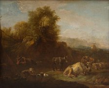 Landscape with Animals and a Shepherd, 2nd half of 17th century. Creator: Nicolaes Berchem.